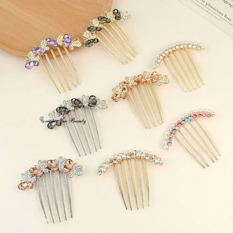 Women's Pearl Crystal Hair Combs, Rhinestone Decorative Hair Clips/Headwear, Jewelry Gifts