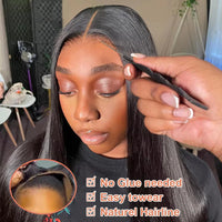 250% 40 Inch Straight Lace Front Wigs - Human Hair 13x6 HD Lace Frontal Wig, 13X4 Bone Straight, Pre-Plucked for Women