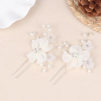 Handmade Elegant Pearl Hair Pins - White Flower Rhinestone Hair Comb For Wedding Parties/Bridal Hair Accessories-hair accessories-SWEET T 52