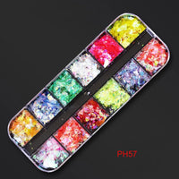 12Gird Box Multi Size AB/Colorful Non-Hotfix Rhinestones Flatback Crystal Diamond Gems 3D Glitter Nail Art Luxurious Decorations SWEET T 52