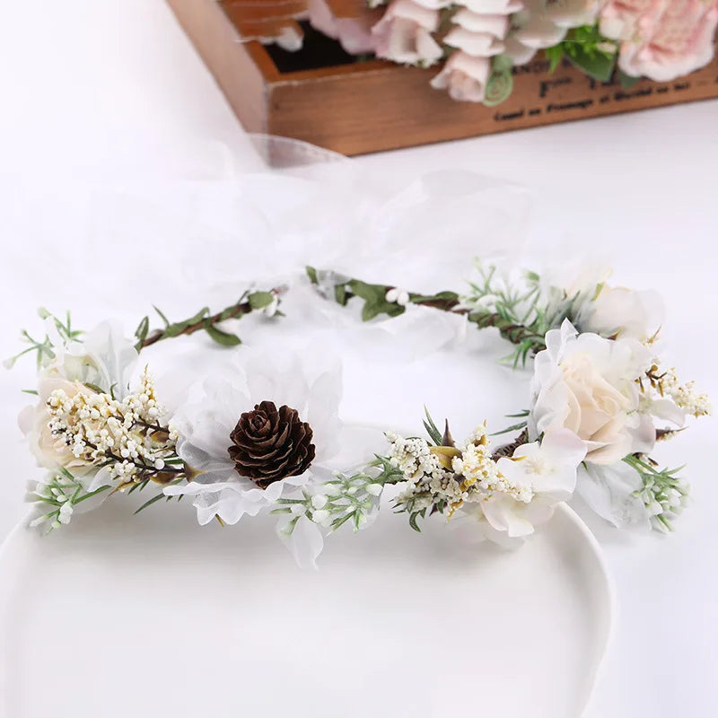 Simulated Flower Wreath/Crown/Festival Headband Hair Accessories for Women & Girls. Headdress/Garland/Wedding Headwear
