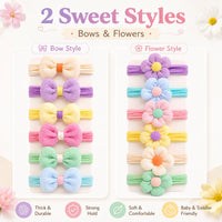 Flower Bow Hair Ties for Girls, 12 Pack