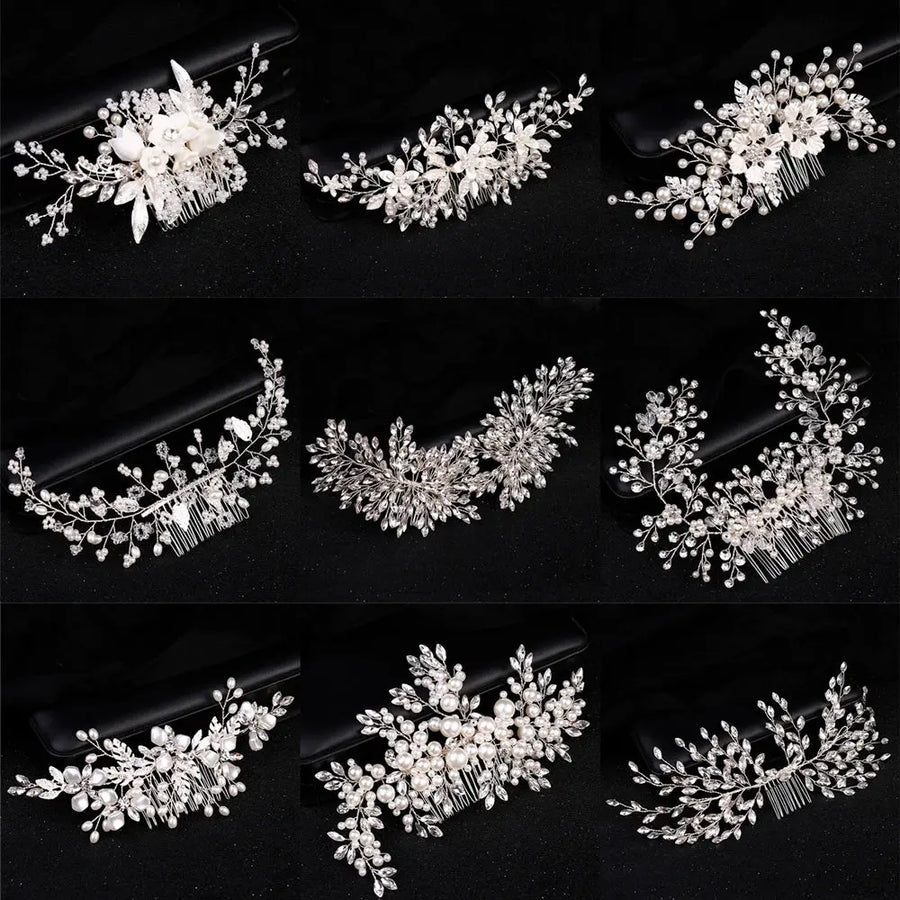 Luxury Crystal Pearl Flower Hair Comb/Headband/Tiara For Women & Girls - Bridal Wedding Hair Accessories/Hair Jewelry-hair accessories-SWEET T 52