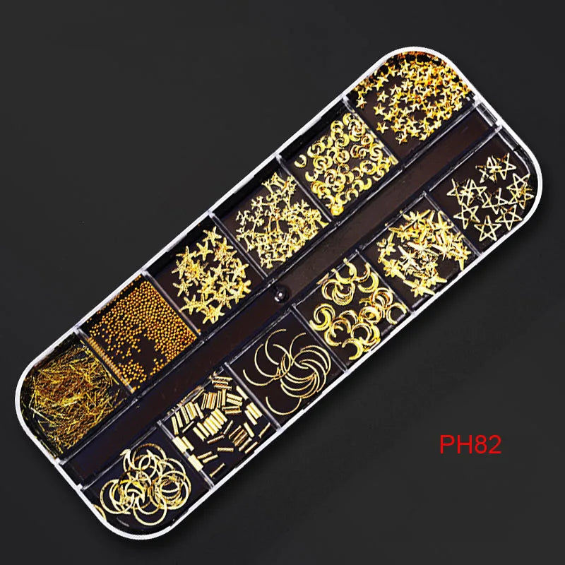 12Gird Box Multi Size AB/Colorful Non-Hotfix Rhinestones Flatback Crystal Diamond Gems 3D Glitter Nail Art Luxurious Decorations SWEET T 52