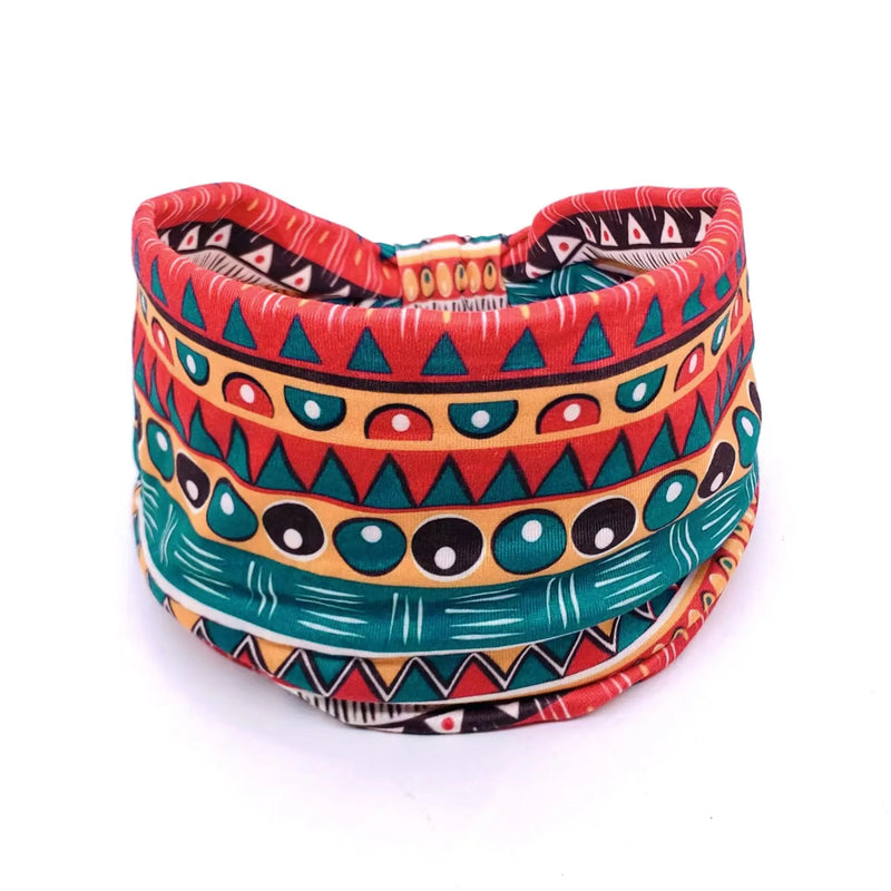 African and Bohemian Twisted Wide Cotton Stretch Headbands for Women & Girls - Headwrap/Turban Headwear, Bandana Headbands