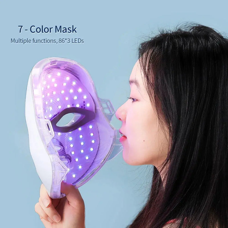 7 Color LED Facial Mask With Neck, Red Light Therapy Mask for Skin Tightening/Lifting/Anti-aging/Bio-Light Beauty Device