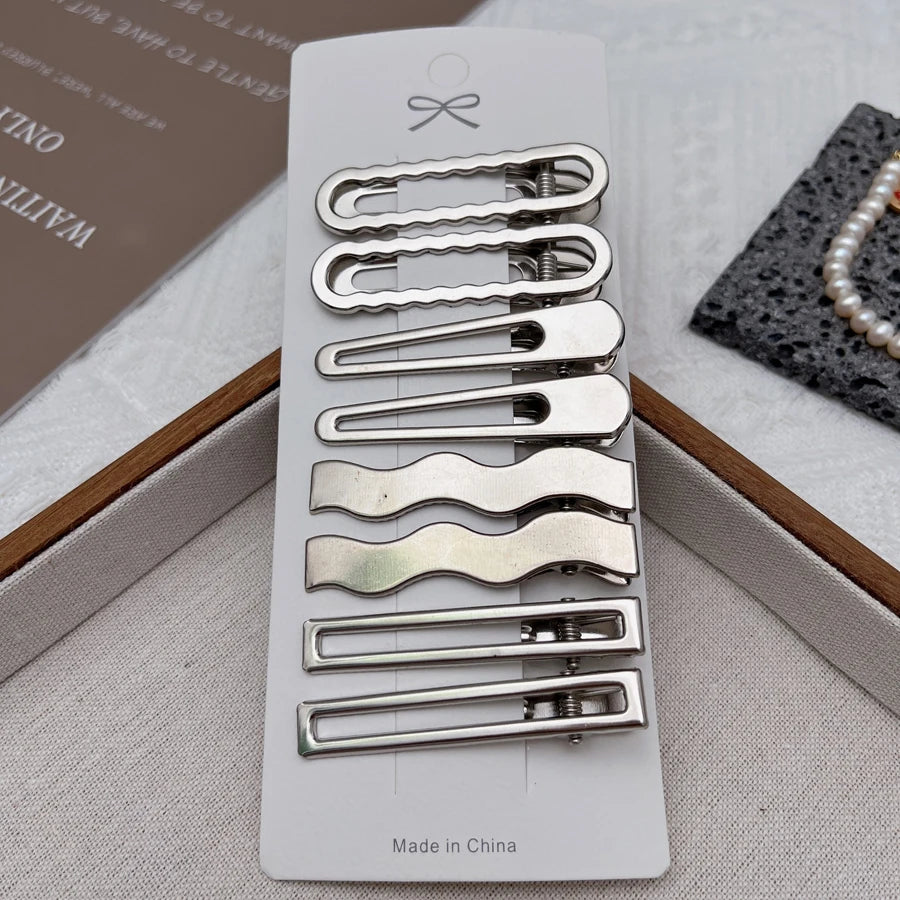 Y2K Silver Metal Hair Clips Set