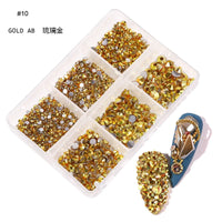 12Gird Box Multi Size AB/Colorful Non-Hotfix Rhinestones Flatback Crystal Diamond Gems 3D Glitter Nail Art Luxurious Decorations SWEET T 52