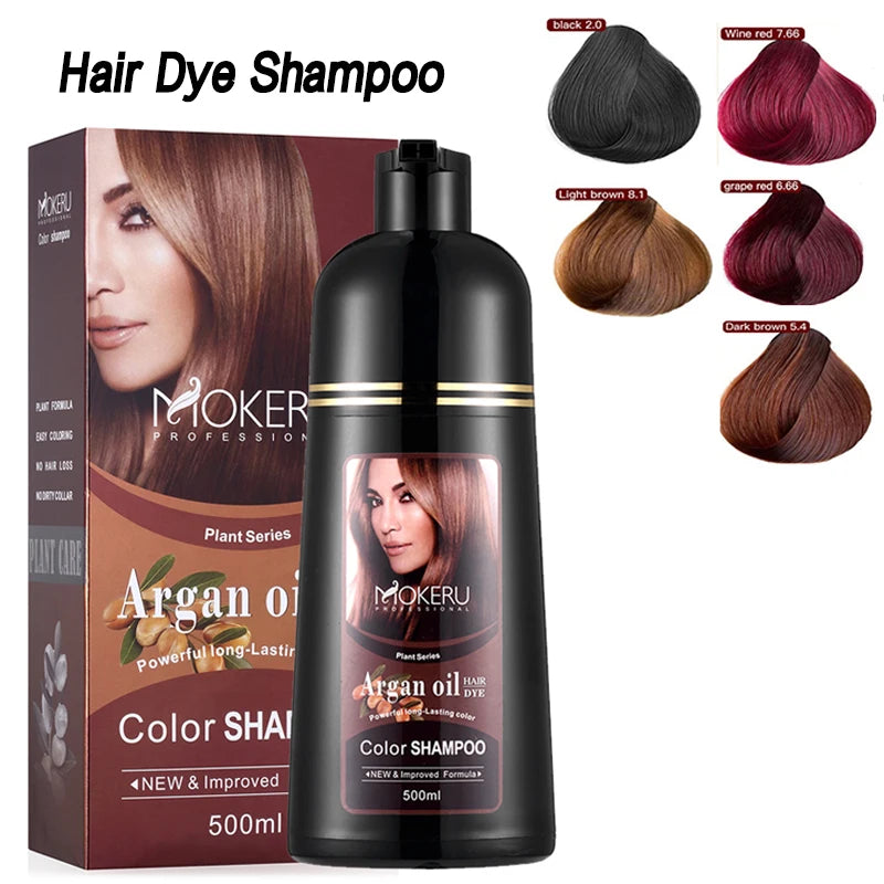 Natural Fast Coloring Argan Oil Shampoo/Dye for Men & Women. Speedy Hair Color Shampoo for Gray/White Hair