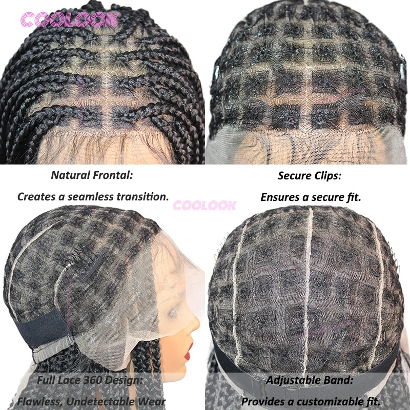 10" Short Bob Wigs Synthetic Braided Wigs For Women Box Braid Full Lace Wig Braid African Cornrow Braids Lace Wigs Cheap Sweet T 52