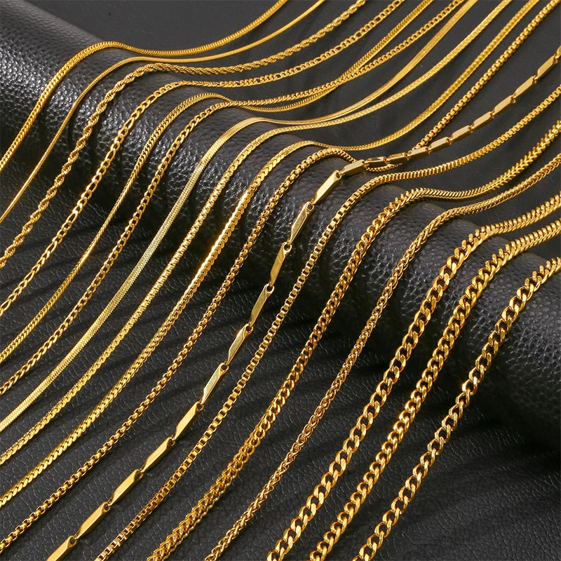 Stainless Steel NK Snake Chain Necklace/Twist Bracelet for Women. Jewelry Set, Gold in Color - DIY Accessories