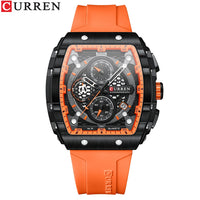 Sports Watch for Men - Fashion Waterproof Quartz Wristwatch with Auto Date, Yellow Silicone Strap, Luminous