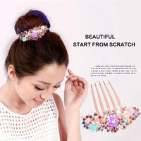 Multicolor Rhinestone Flower Hair Comb Elegant Five-Tooth Hair Clip Accessory for Women Wedding Party Daily Wear SWEET T 52