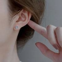 Moissanite Solitaire Stud Earrings, Marked 925 Sterling Silver