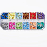 12Gird Box Multi Size AB/Colorful Non-Hotfix Rhinestones Flatback Crystal Diamond Gems 3D Glitter Nail Art Luxurious Decorations SWEET T 52