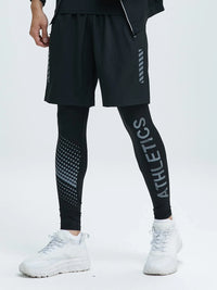 New 2-piece tight pants men's cycling base fitness shorts quick drying high elasticity sports set running training compression Sweet T 52