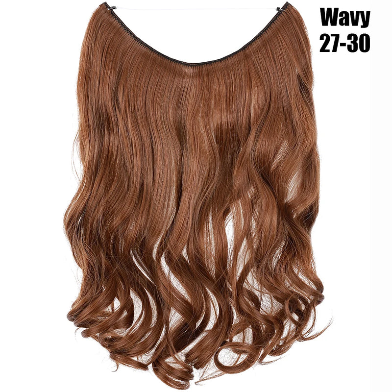 Synthetic 20 Inch Invisible Wire, No Clip-In, Hair Extensions, Fish Line Hairpieces/Hair Extensions Fake Hair For Women