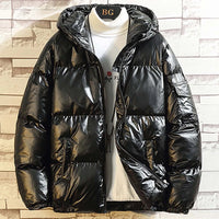 Men's Glossy Hooded Puffer Parka, M to 5XL