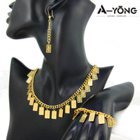 Luxury Arabic Gold Color Coins Necklace Set 21k Gold Plated Turkish Coin Chains Islamic Muslim Women Wedding Party Jewelry Sweet T 52