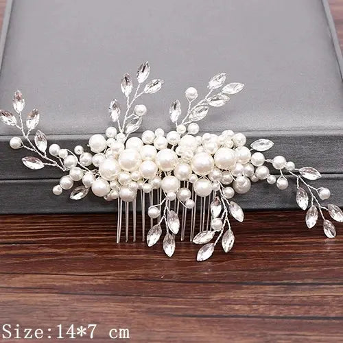 Wedding Hair Combs Bridal Hair Accessories For Women Hair Jewelry Silver Color Pearl Rhinestone Head Jewelry Women Accessories-hair accessories-SWEET T 52