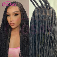 Wear & Go Glueless Synthetic Boho Box, Full Lace Front, Braided Wig for Women. Curly Hair Bohemian Goddess Locs Braided Wig