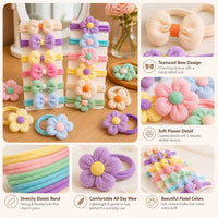 Flower Bow Hair Ties for Girls, 12 Pack