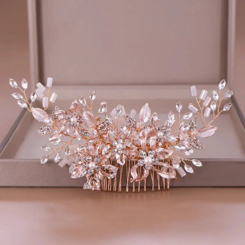 Luxury Crystal Pearl Flower Hair Comb/Headband/Tiara For Women & Girls - Bridal Wedding Hair Accessories/Hair Jewelry-hair accessories-SWEET T 52
