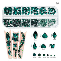 12Gird Box Multi Size AB/Colorful Non-Hotfix Rhinestones Flatback Crystal Diamond Gems 3D Glitter Nail Art Luxurious Decorations SWEET T 52