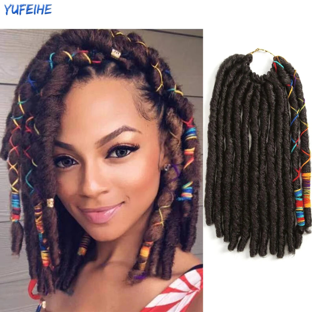 Faux Locks Crochet Hair Natural Hair Extensions Synthetic Crochet Braiding Hair Dreadlocks with Colored Line Short Hair Bundles SWEET T 52