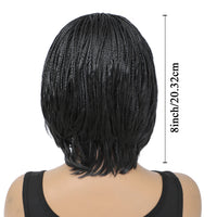 Short Braided Wig With Bangs. Synthetic Box Braids, Crochet Braiding Wigs for Women, Pixie Cut
