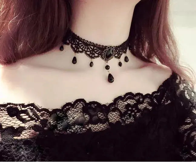 Velvet Fashion Choker Necklace for Women & Girls - Vintage Lace Necklace with Pendants-necklace-SWEET T 52