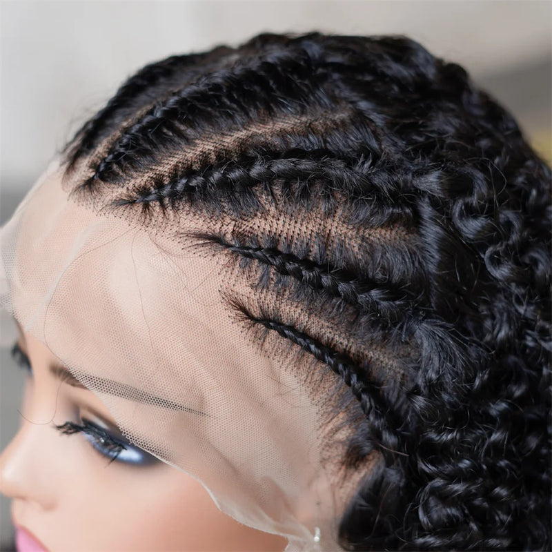 13X4 Lace Front Wigs, Deep Curl Locs Braided Wigs. Dreadlock Wigs  for Women & Girls, 100% Human Hair Wigs