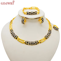 Dubai Gold Color Classics Jewelry Sets for Women - Charming Crystal Green Necklace/Earrings - Nigerian Wedding, African Costume Jewelry