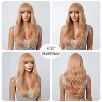 EASIHAIR Light Orange Synthetic Wigs Long Wavy Ombre Natural Hair Wigs with Bangs for Women Cosplay Lolita Wig Heat Resistant SWEET T 52