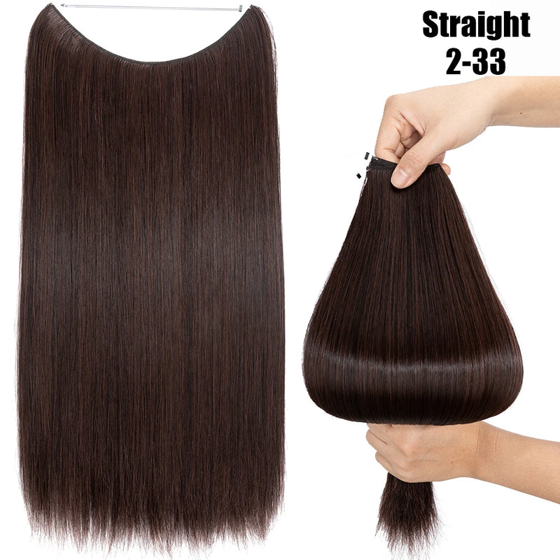 Synthetic 20 Inch Invisible Wire, No Clip-In, Hair Extensions, Fish Line Hairpieces/Hair Extensions Fake Hair For Women