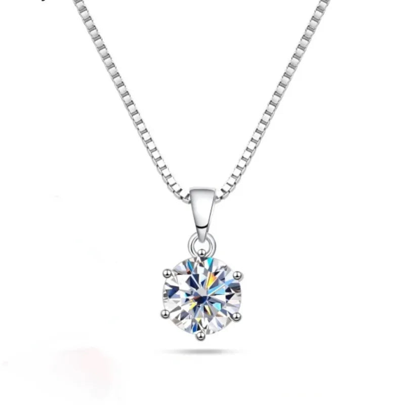 1 Carat Moissanite Pendant Necklace, Marked 925 Sterling Silver