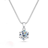 1 Carat Moissanite Pendant Necklace, Marked 925 Sterling Silver