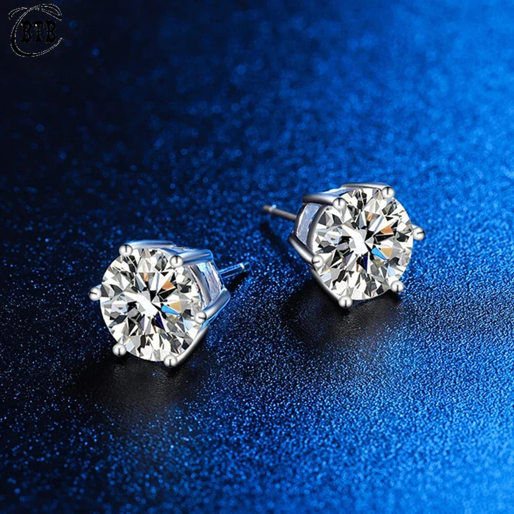 GRA-Certified Moissanite Stud Earrings, Marked 925 Sterling Silver