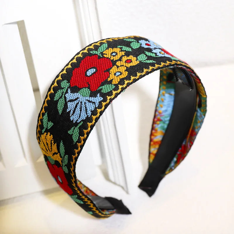 Ethnic Hairbands (Embroidered Flower/Leaf) Wide Hairbands for Women & Girls. Hair Hoops-headband-SWEET T 52