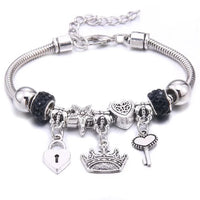 New Charm Bracelet & Bangles Jewelry for Women - White Butterfly Crown Beads "Lobster Clasp" Charm Bracelets