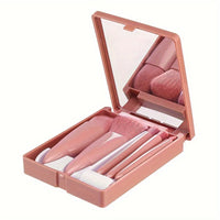5-Piece Makeup Brush Set with Mirror Compact