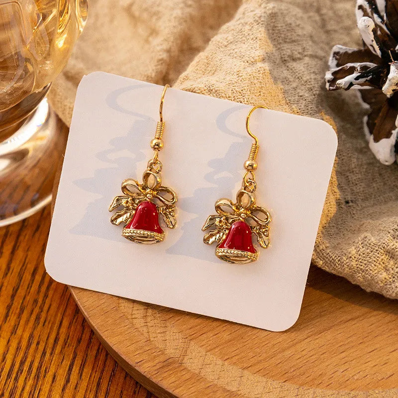 Vintage Metal Christmas Tree Dangle Earrings for Women - Fashion Socks, Santa Claus, Snowflake Drop Earrings