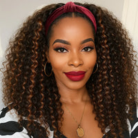 1B/30 Highlight Water Wave Half Wig Human Hair Seamless Flip Over Wig Draw-strings Invisi Ombre Brazilian Remy 3/4 Half Wigs Sweet T 52