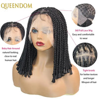 10 Inch Synthetic Short Bob Braided Wigs, Faux Locs, Full Lace with Baby Hair, Cornrow Knotless for Women