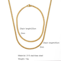 Stainless Steel NK Snake Chain Necklace/Twist Bracelet for Women. Jewelry Set, Gold in Color - DIY Accessories