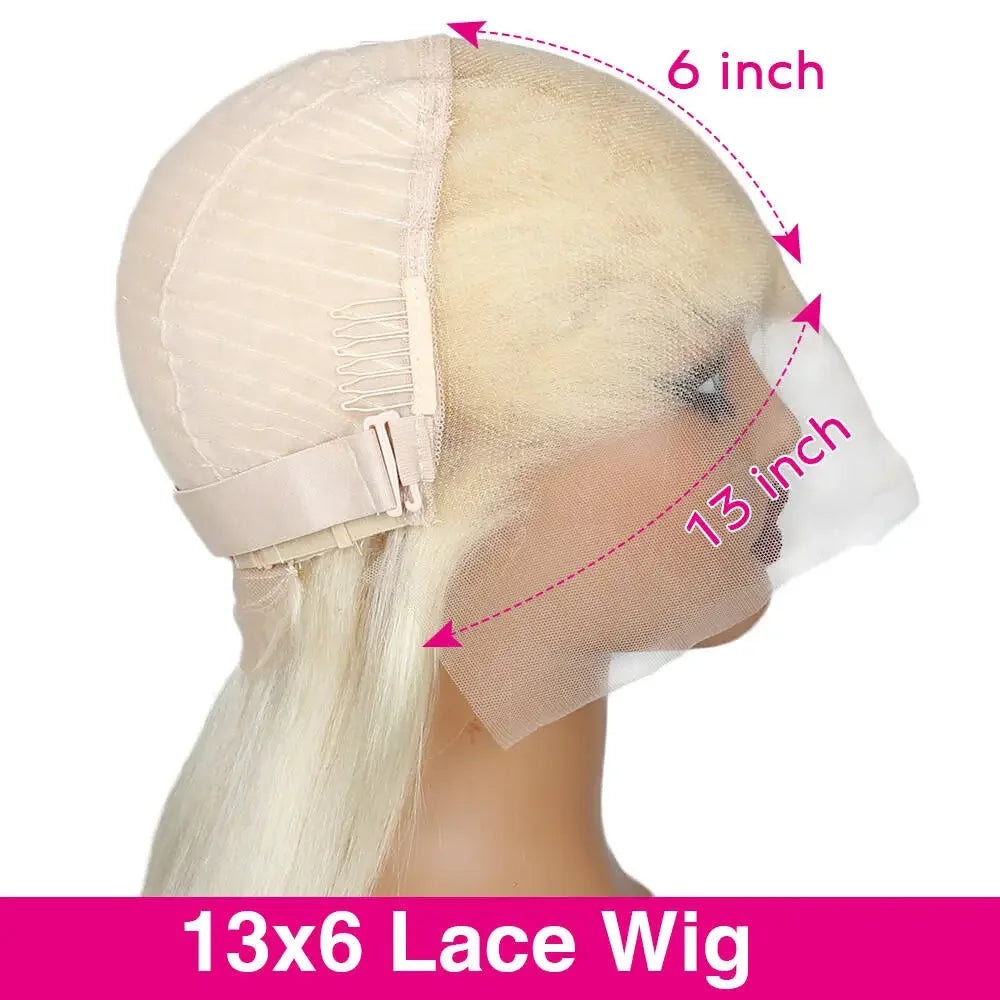 613 Short Blonde Human Hair Lace Front Wigs for Women, 13x6 HD Transparent, 200% Density