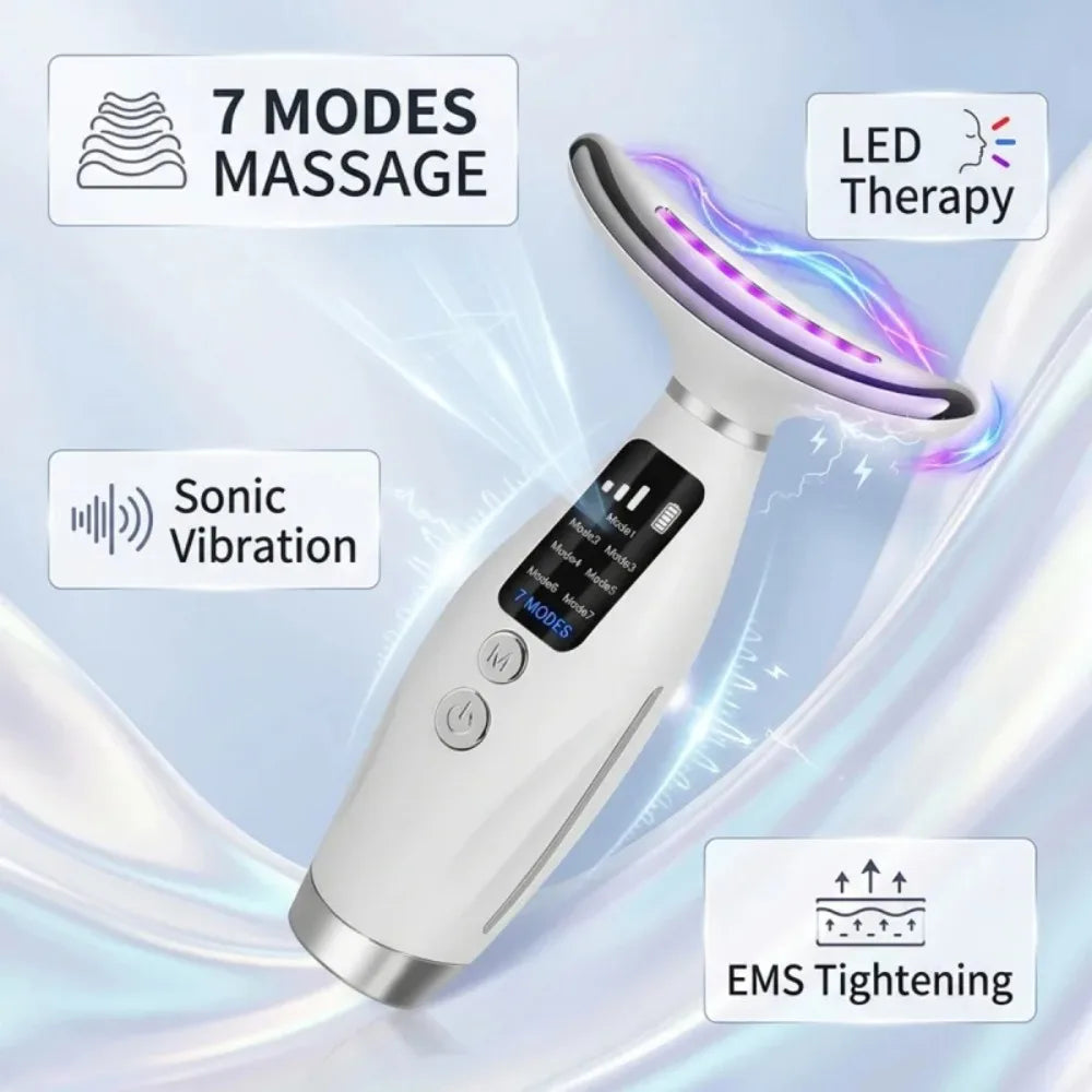 LED Face and Neck Massager, 7 Modes
