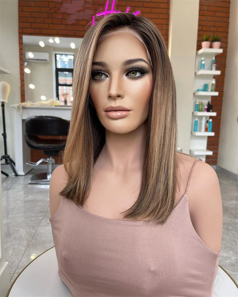 New Premium Futura Synthetic Hair lace Frontal wig Brown Caramel Blonde highlight colored Lace Front Wig Full Density For Women SWEET T 52