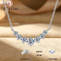 2.8 Carat Moissanite Cluster Necklace, Marked 925 Sterling Silver