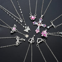 Zircon Pendant Necklace Set, 9 Pieces